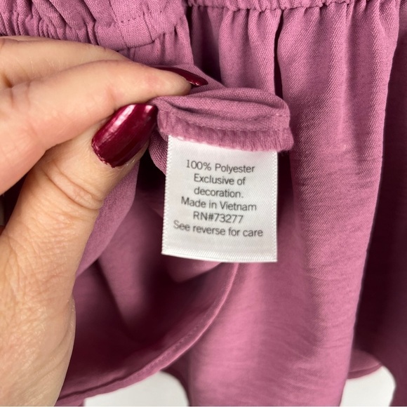 NWT Nine West Mauve Rose Pink Peplum Peasant Blouse Top – Size Large Romantic - Picture 9 of 11